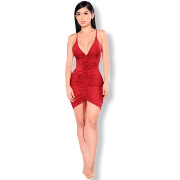 Fashion Nova Burgundy Ruched Dress - Picture 6 of 9